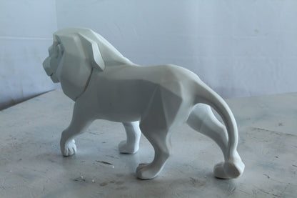 Nifao Modern Resin Lion Statue – Geometric Indoor/Outdoor Sculpture, Matte White Polygon Design, Contemporary Minimalist Animal Decor for Homes, Offices, Galleries & Modern Interiors17 x 5" x 9"H