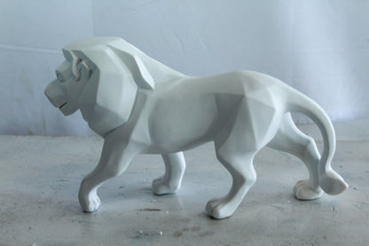 Nifao Modern Resin Lion Statue – Geometric Indoor/Outdoor Sculpture, Matte White Polygon Design, Contemporary Minimalist Animal Decor for Homes, Offices, Galleries & Modern Interiors17 x 5" x 9"H