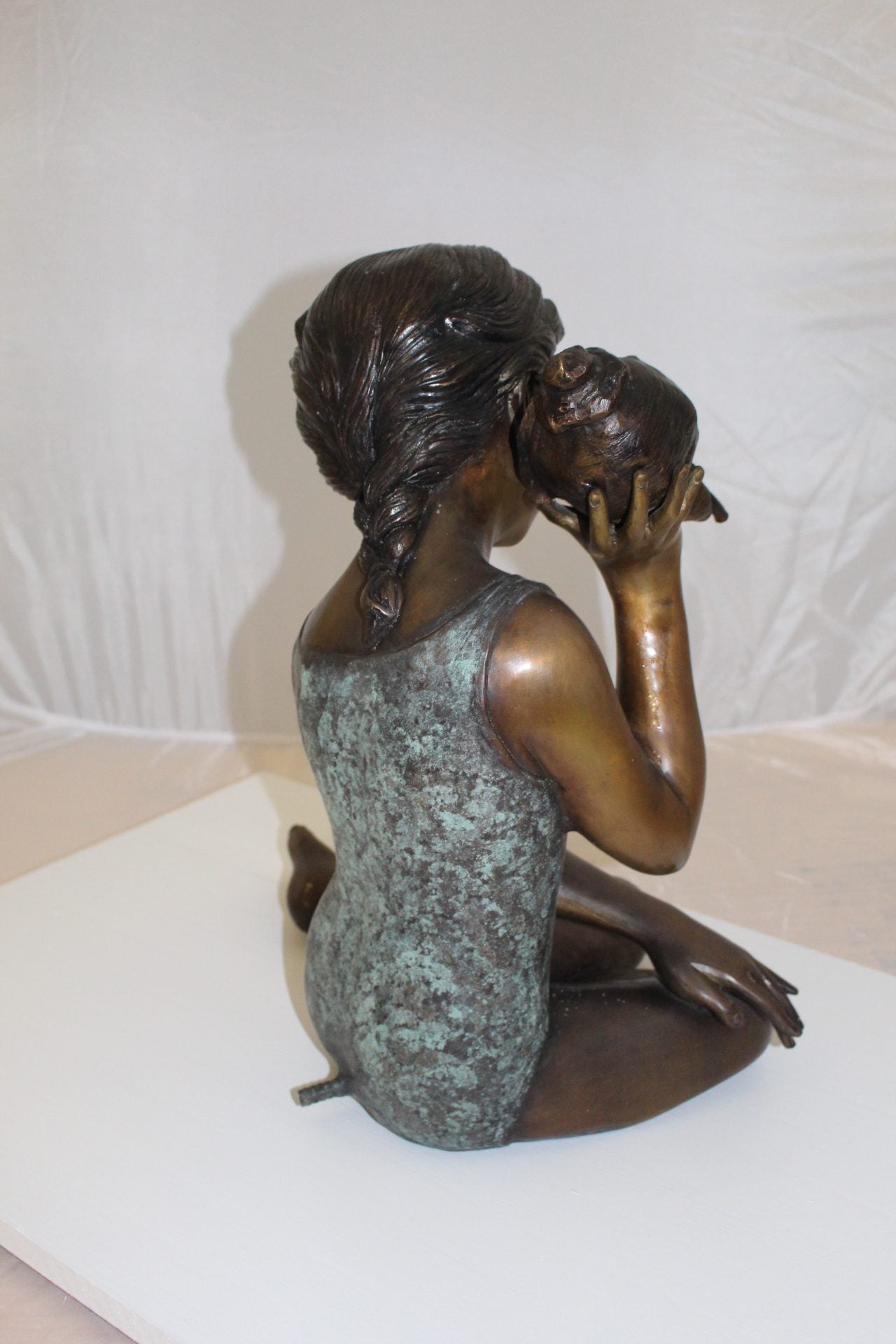 Girl listening to a Shell fountain-Bronze Statue -  Size: 17"L x 10"W x 20"H. 