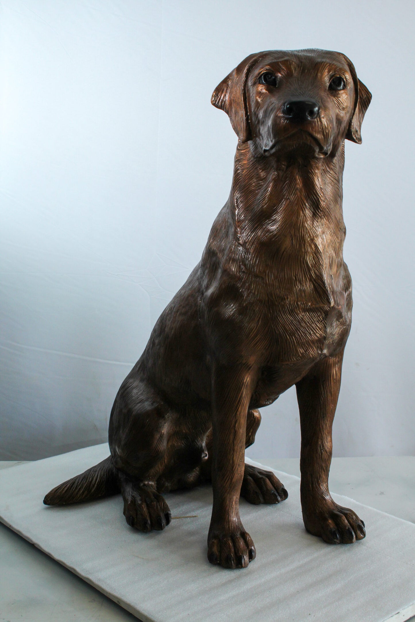 Large Bronze Labrador Retriever Dog Statue in Sitting Pose   28" x 19" x 31"H