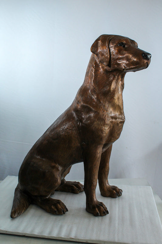 Large Bronze Labrador Retriever Dog Statue in Sitting Pose   28" x 19" x 31"H