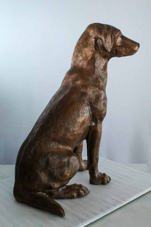 Large Bronze Labrador Retriever Dog Statue in Sitting Pose   28" x 19" x 31"H