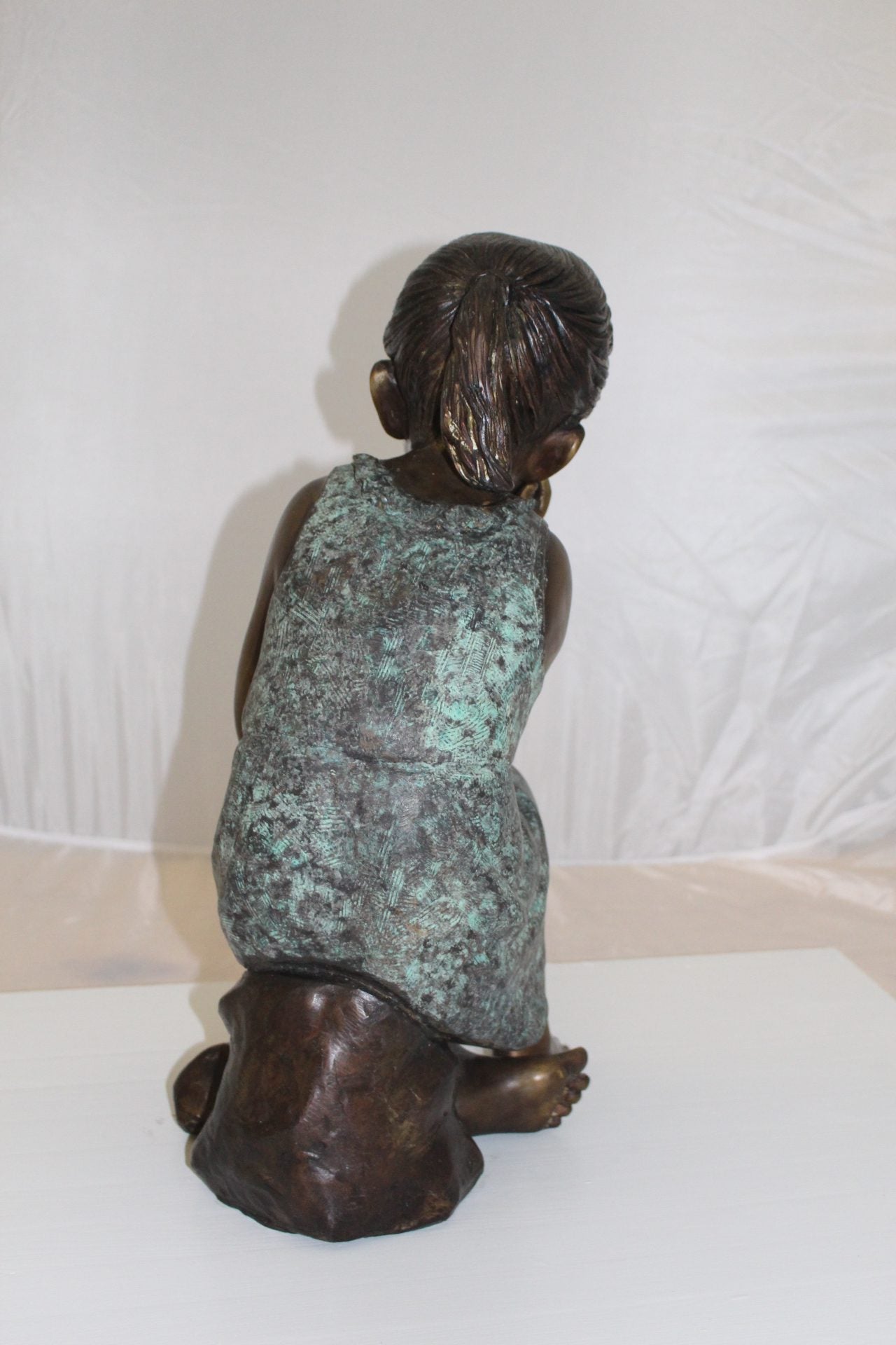 Girl in the sun -Sunny day Bronze Statue -  Size: 10"L x 11"W x 21"H. 