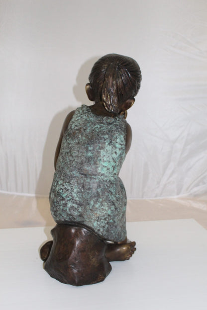 Girl in the sun -Sunny day Bronze Statue -  Size: 10"L x 11"W x 21"H. 