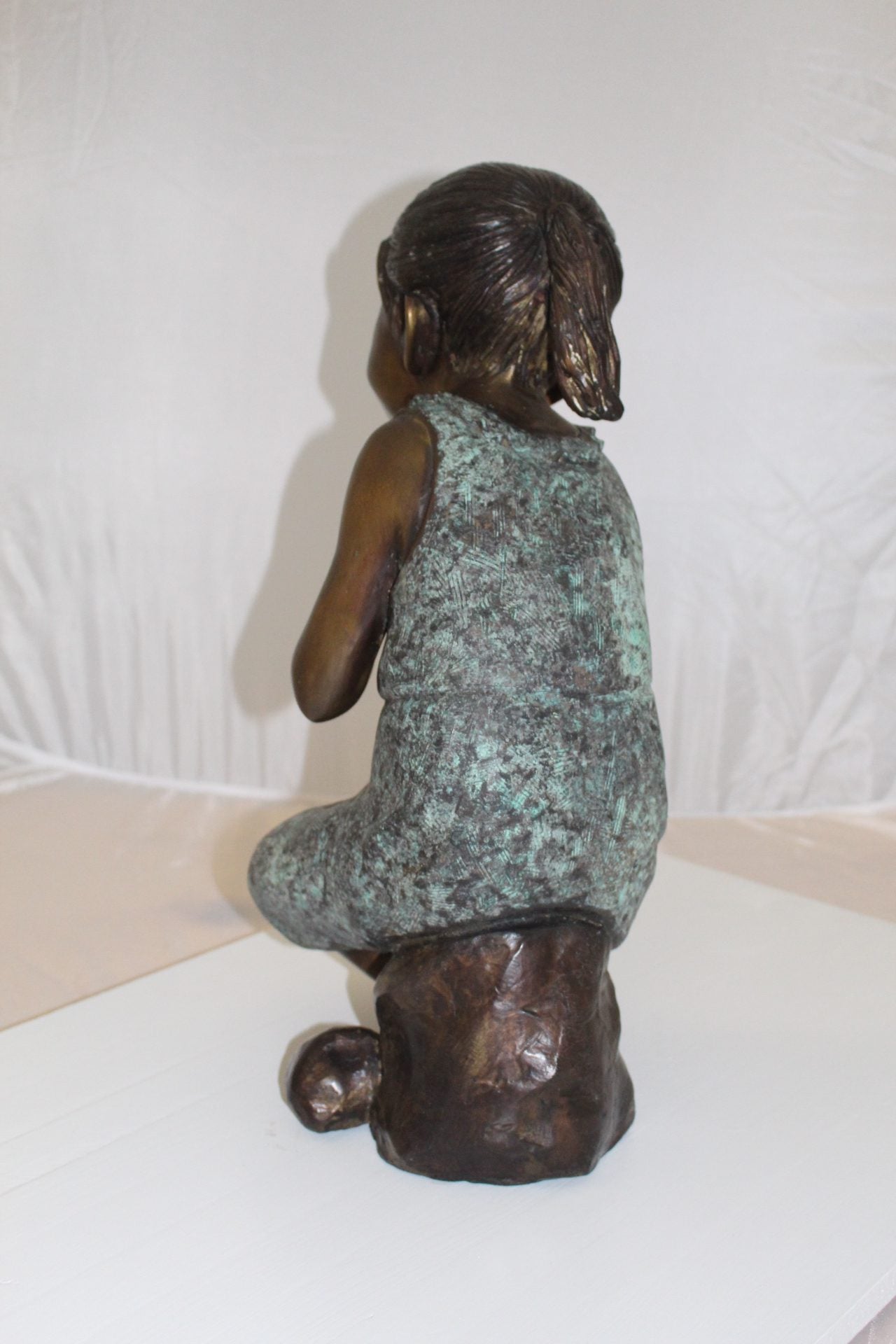 Girl in the sun -Sunny day Bronze Statue -  Size: 10"L x 11"W x 21"H. 