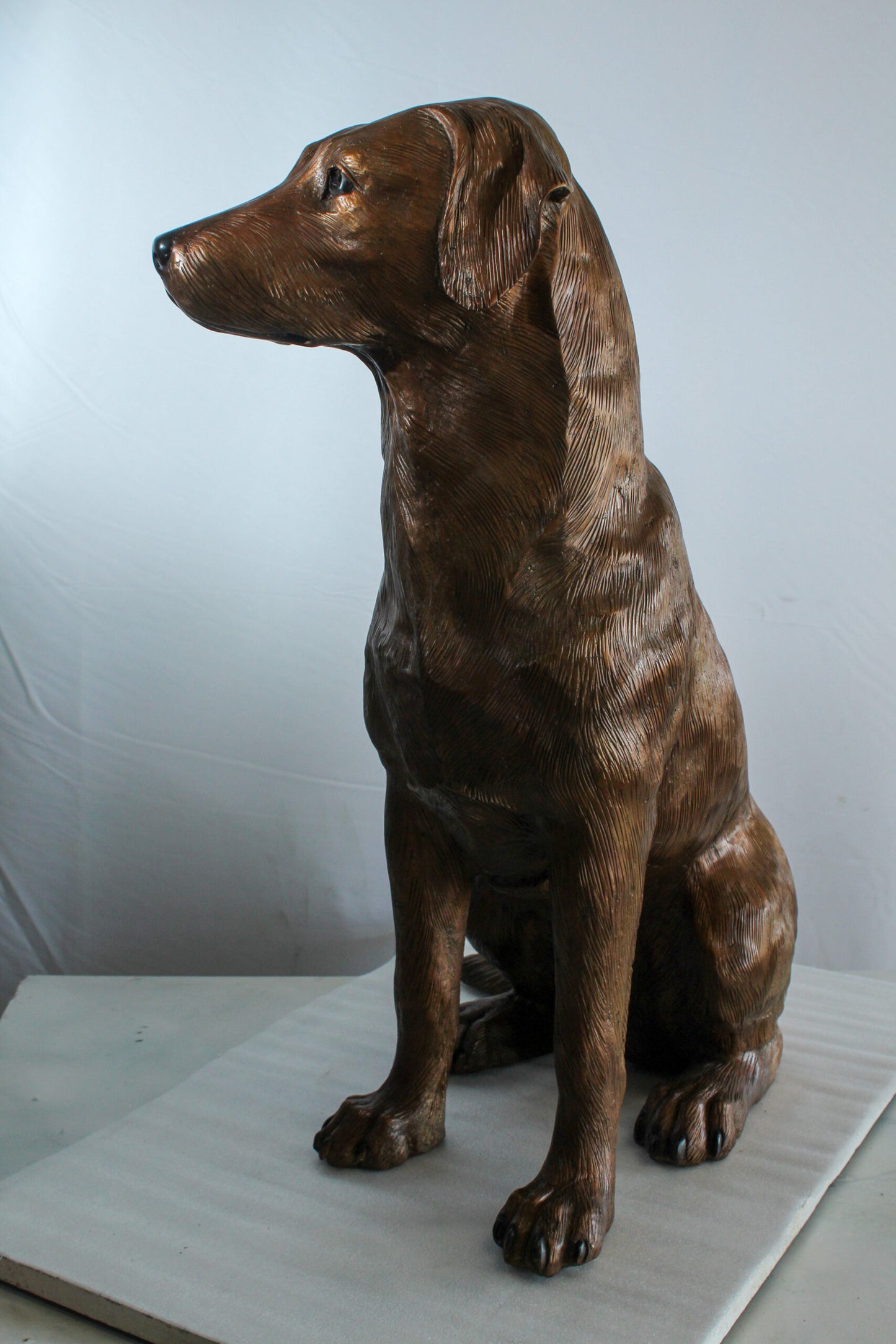Large Bronze Labrador Retriever Dog Statue in Sitting Pose   28" x 19" x 31"H