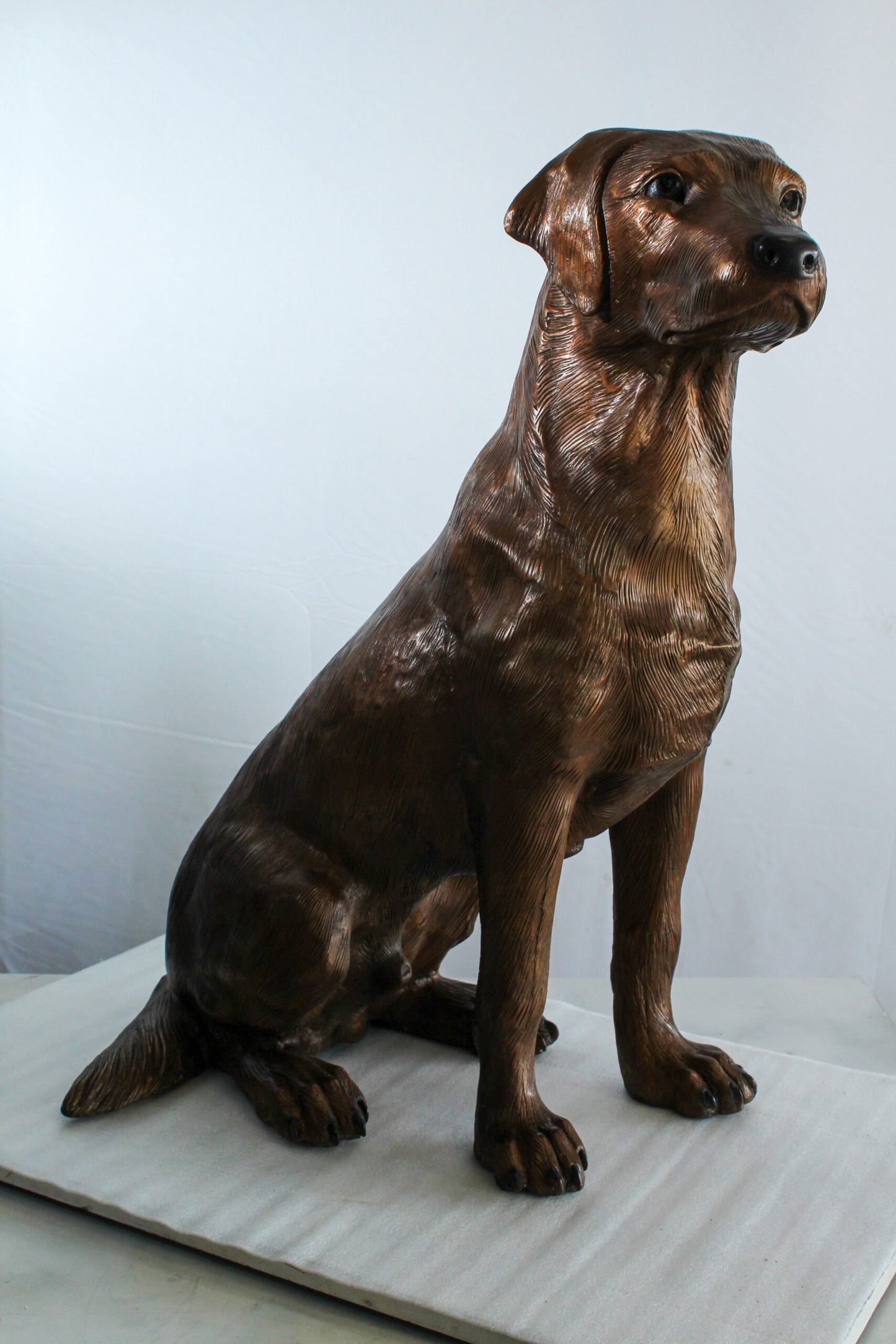 Large Bronze Labrador Retriever Dog Statue in Sitting Pose   28" x 19" x 31"H