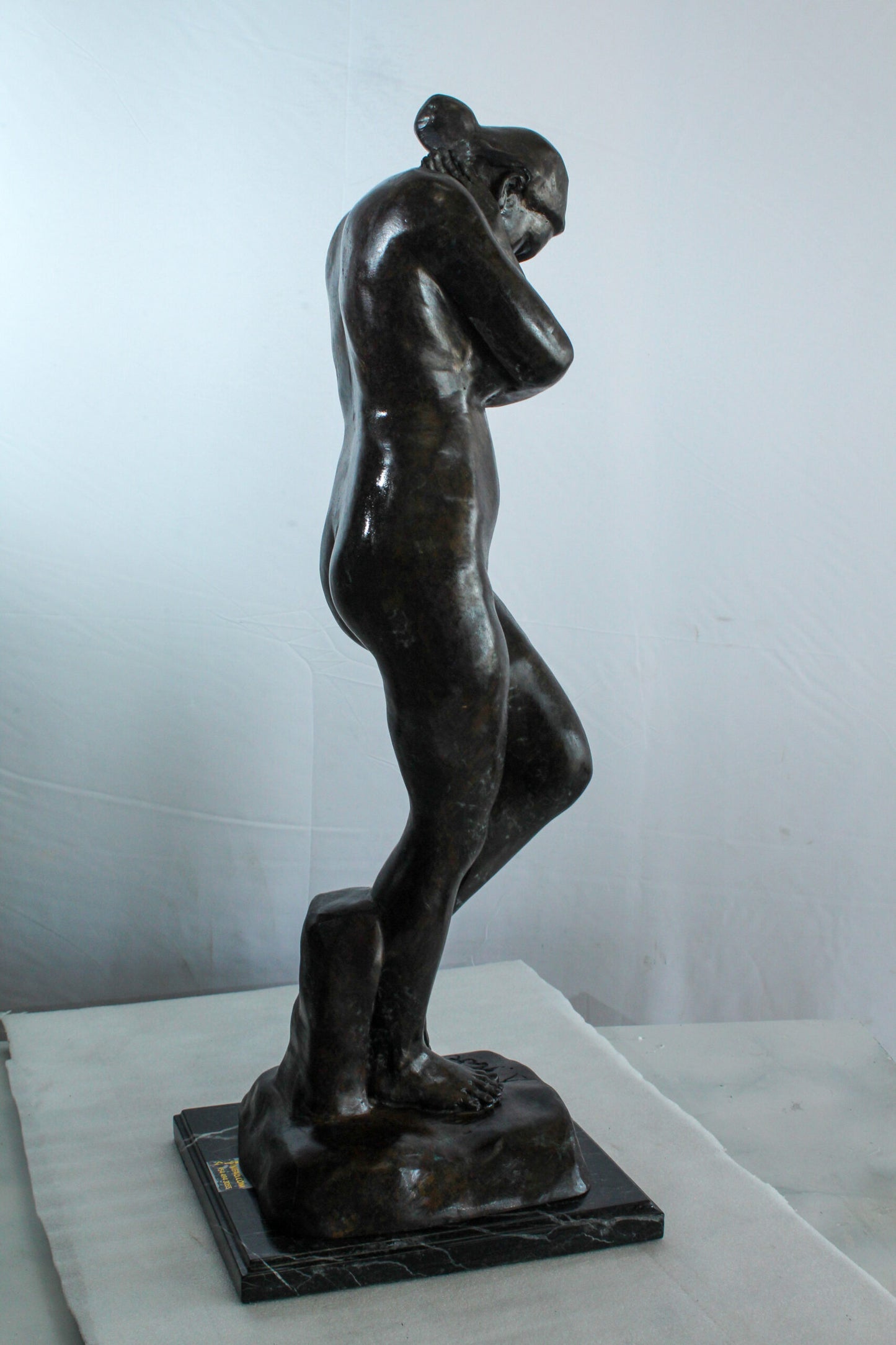 Bronze Art Nude Woman Statue Marble Base by Rodin Replica   12" x 11" x 32"H