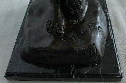 Bronze Art Nude Woman Statue Marble Base by Rodin Replica   12" x 11" x 32"H