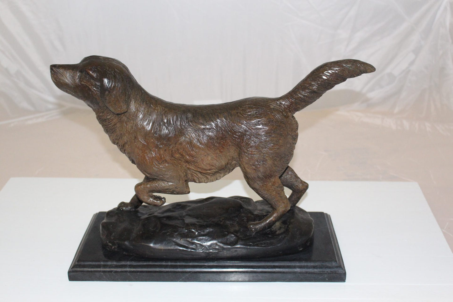 Labrador Dog Bronze Statue -  Size: 20"L x 8"W x 14"H. 