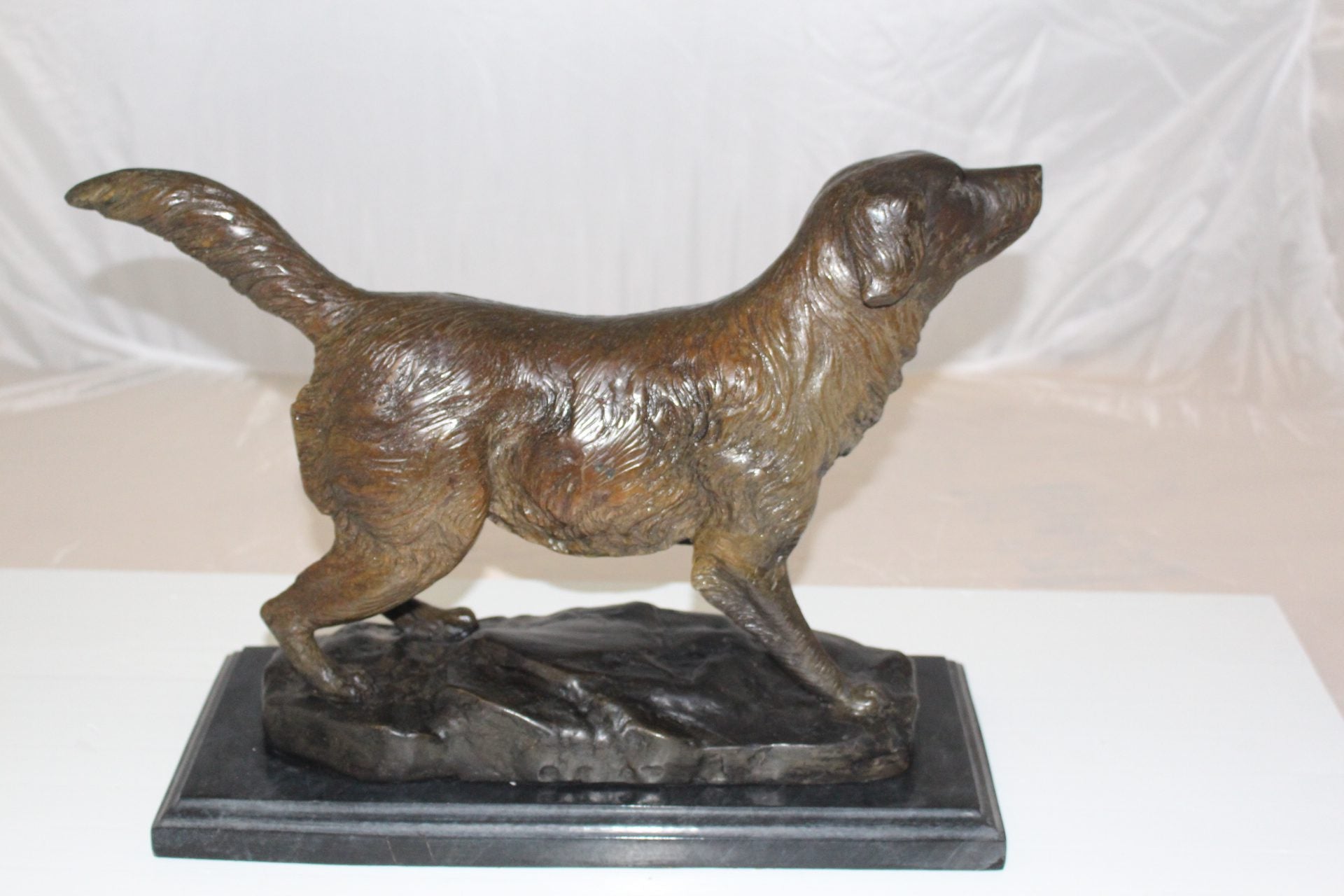Labrador Dog Bronze Statue -  Size: 20"L x 8"W x 14"H. 