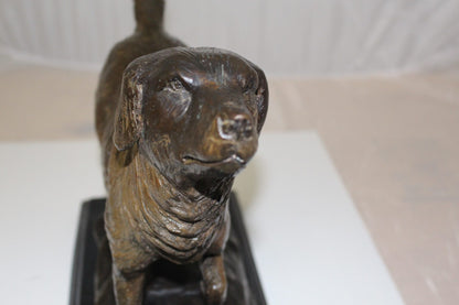 Labrador Dog Bronze Statue -  Size: 20"L x 8"W x 14"H. 