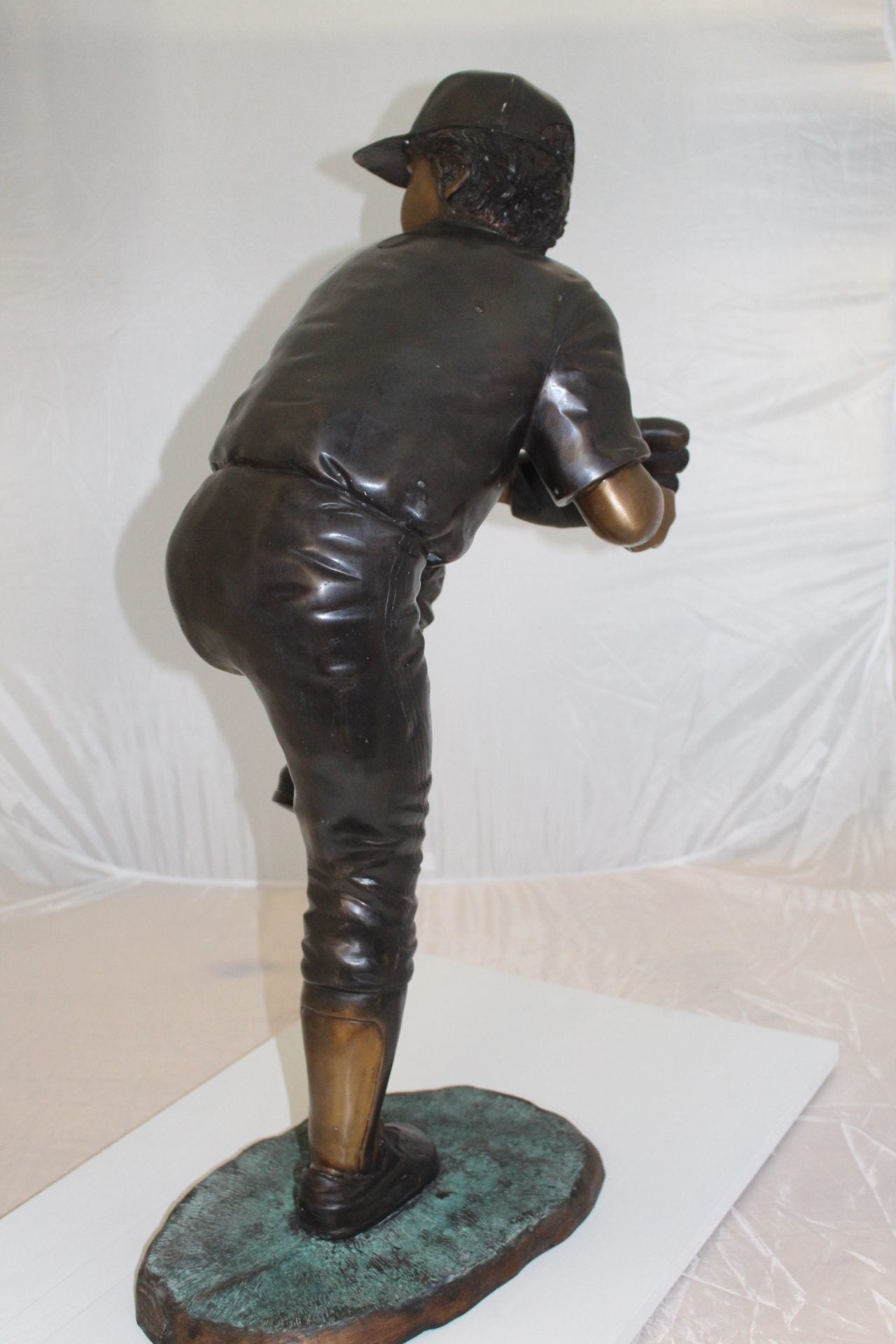 Boy plays baseball Bronze Statue -  Size: 22"L x 12"W x 36"H. 
