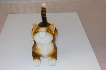 Squat cat Bronze Statue -  Size: 12"L x 6"W x 9"H. 
