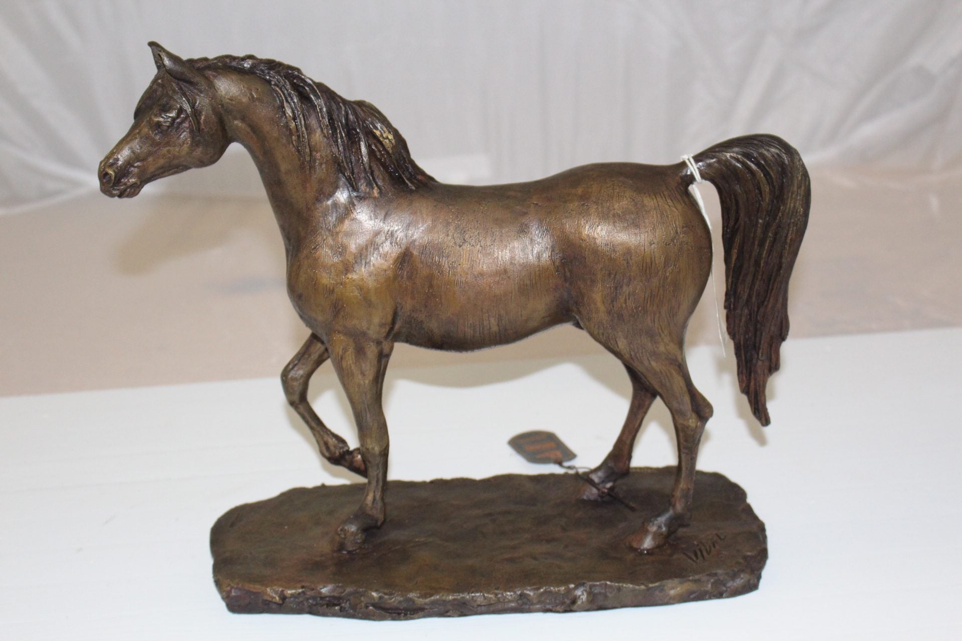 Horse Bronze Statue by Vidal -  Size: 15"L x 5.5"W x 14"H. 