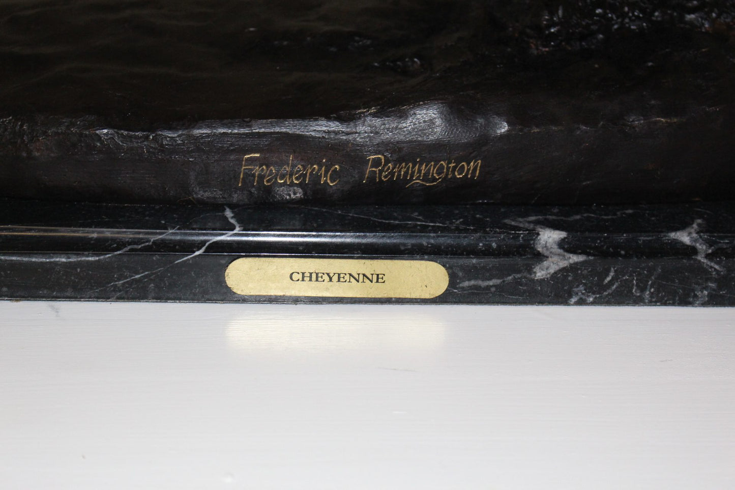 Cheyenne by Remington Bronze Statue -  Size: 27"L x 8.5"W x 22"H. 