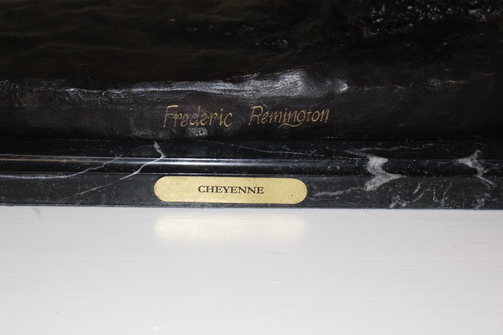 Cheyenne by Remington Bronze Statue -  Size: 27"L x 8.5"W x 22"H. 