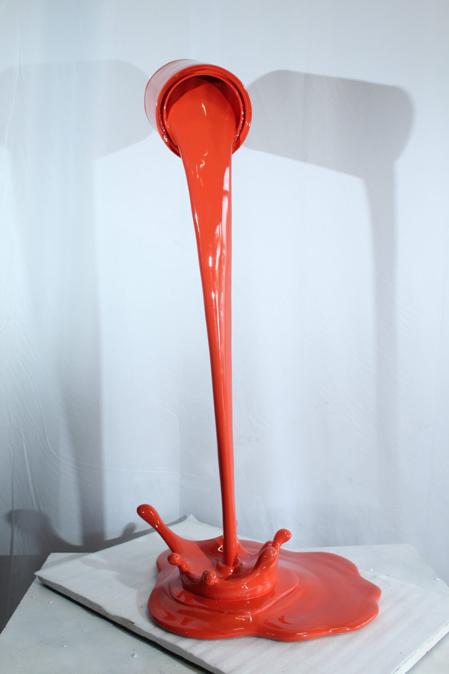 Orange Pouring Paint Can Resin Sculpture Modern Art Decor 25" x 21" x 48"H