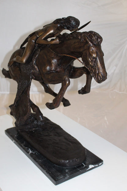 Cheyenne by Remington Bronze Statue -  Size: 27"L x 8.5"W x 22"H. 