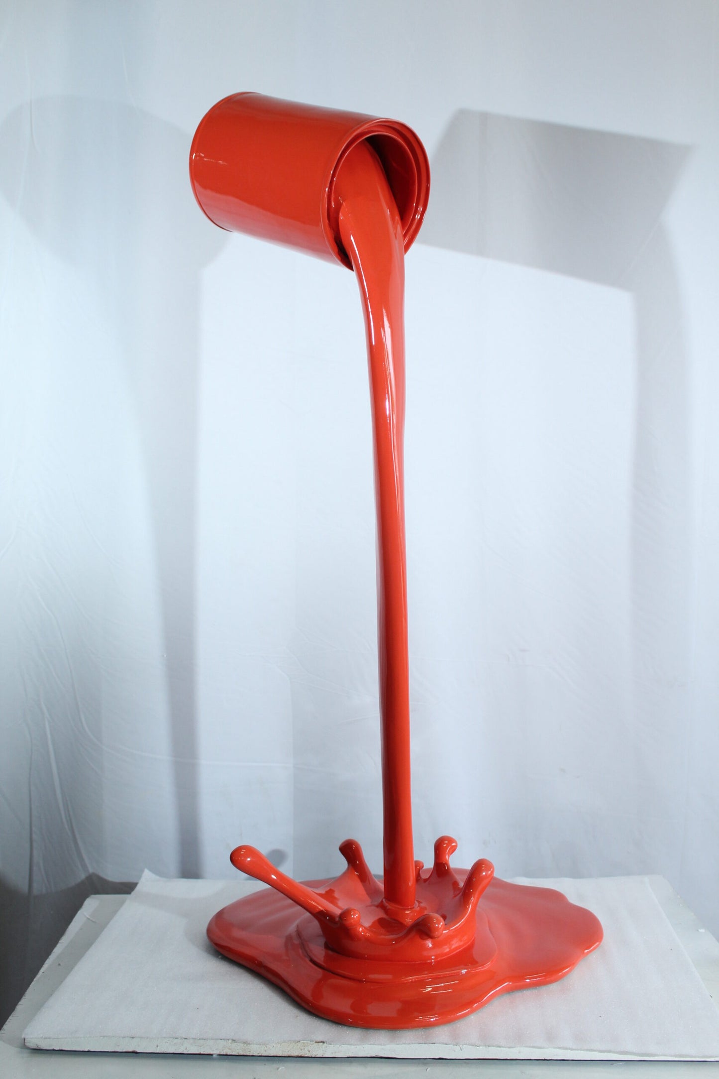 Orange Pouring Paint Can Resin Sculpture Modern Art Decor 25" x 21" x 48"H