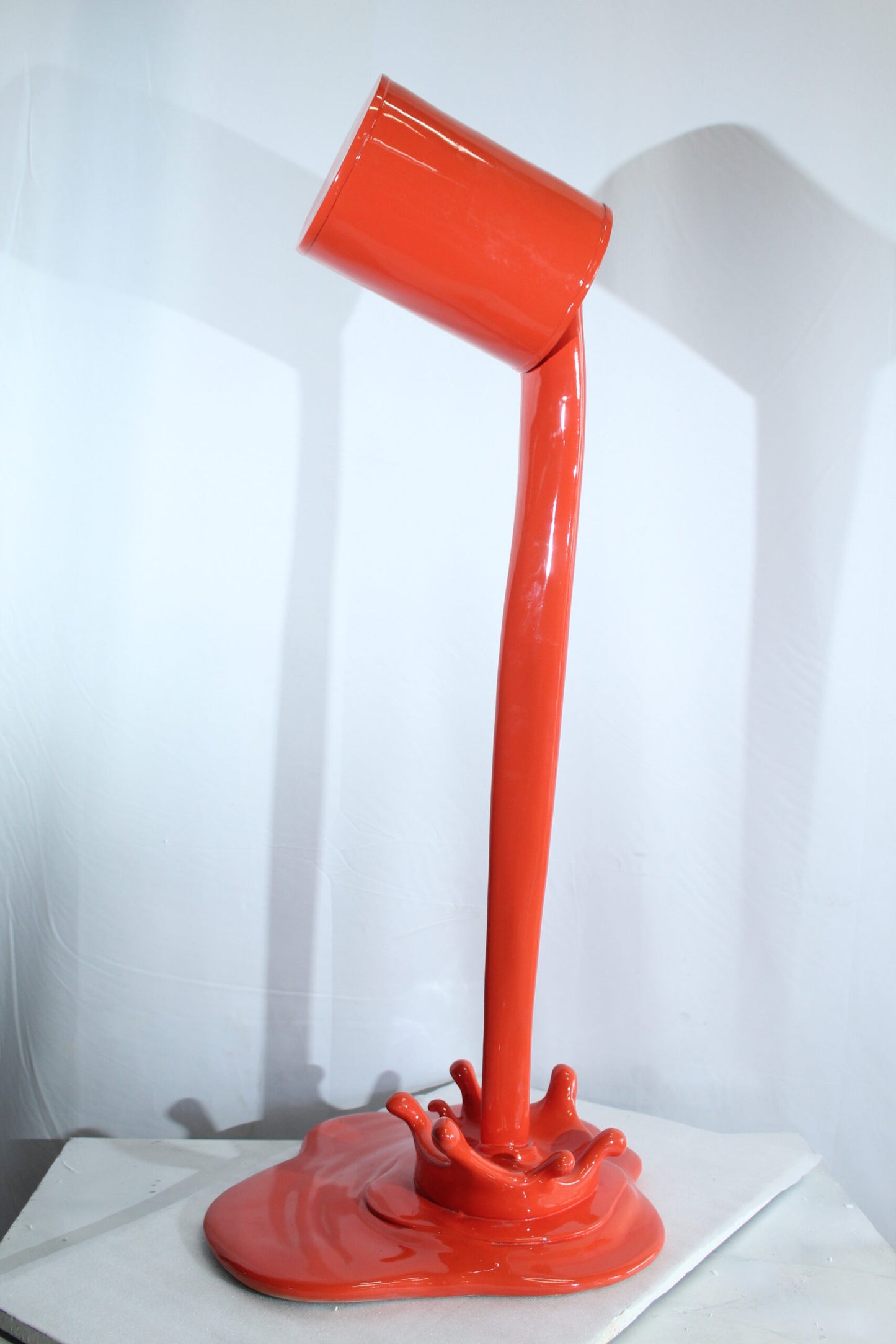 Orange Pouring Paint Can Resin Sculpture Modern Art Decor 25" x 21" x 48"H