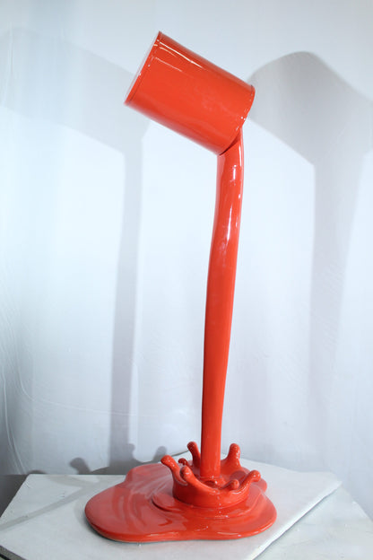 Orange Pouring Paint Can Resin Sculpture Modern Art Decor 25" x 21" x 48"H