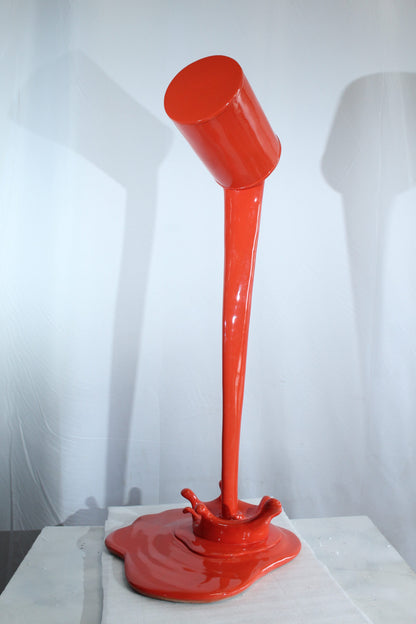 Orange Pouring Paint Can Resin Sculpture Modern Art Decor 25" x 21" x 48"H