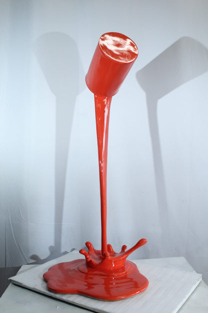 Orange Pouring Paint Can Resin Sculpture Modern Art Decor 25" x 21" x 48"H