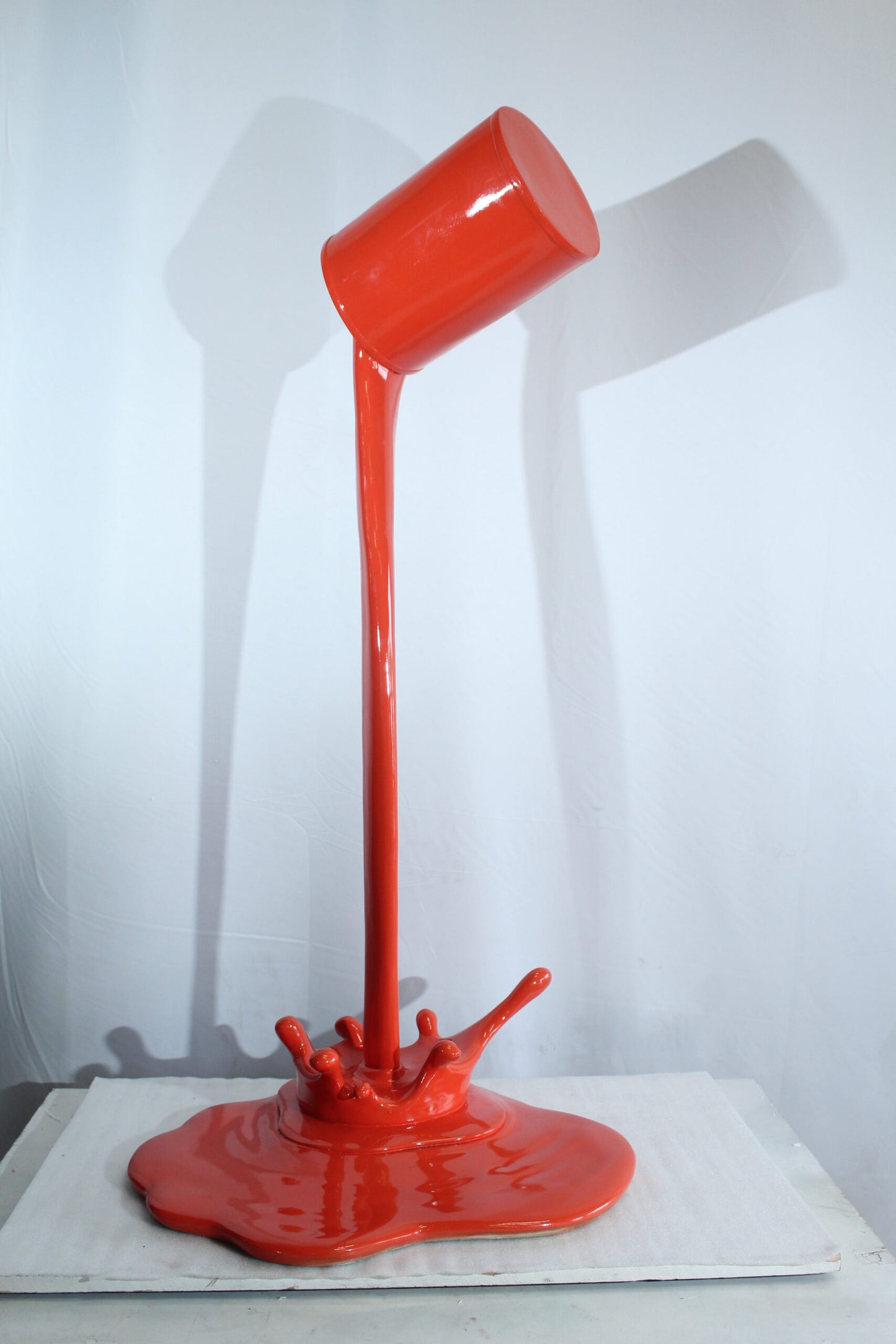 Orange Pouring Paint Can Resin Sculpture Modern Art Decor 25" x 21" x 48"H