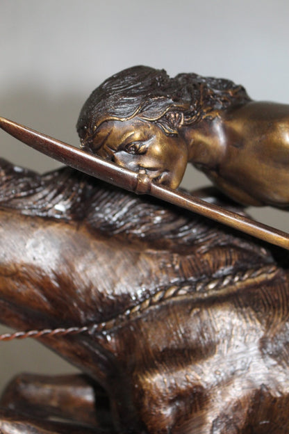Cheyenne by Remington Bronze Statue -  Size: 27"L x 8.5"W x 22"H. 