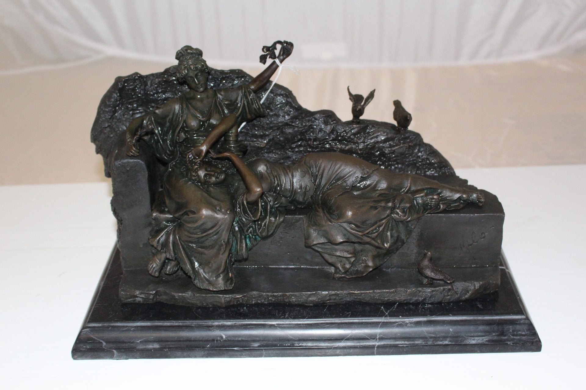 Two ladies Bronze Statue -  Size: 14.5"L x 7"W x 9"H. 