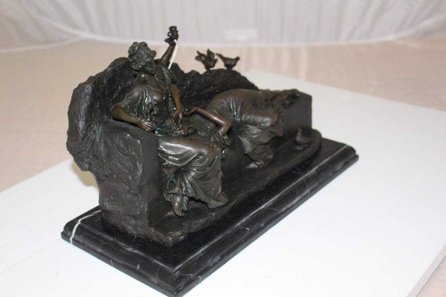 Two ladies Bronze Statue -  Size: 14.5"L x 7"W x 9"H. 