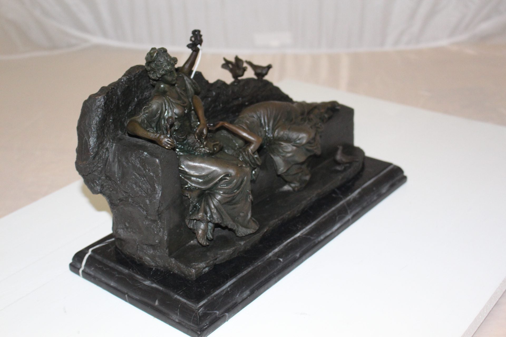 Two ladies Bronze Statue -  Size: 14.5"L x 7"W x 9"H. 