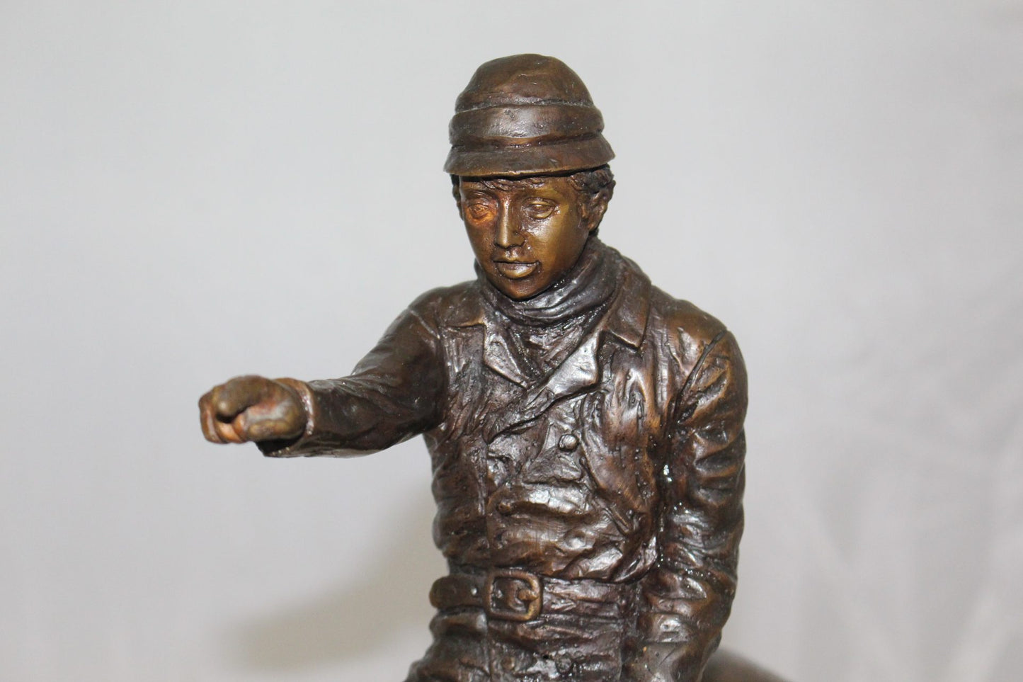 Hunter with 3 dogs Bronze Statue -  Size: 26"L x 8"W x 19"H. 