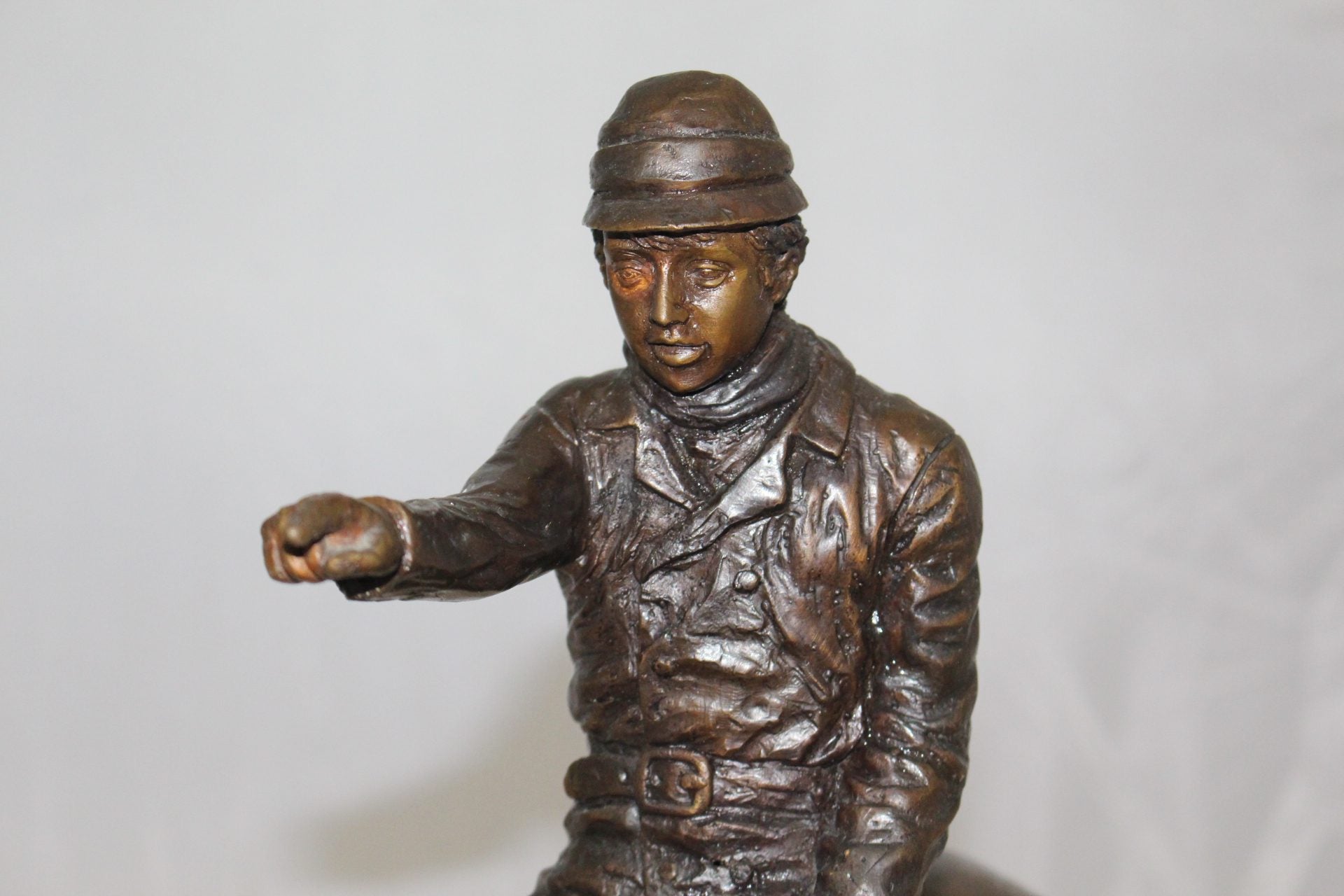 Hunter with 3 dogs Bronze Statue -  Size: 26"L x 8"W x 19"H. 