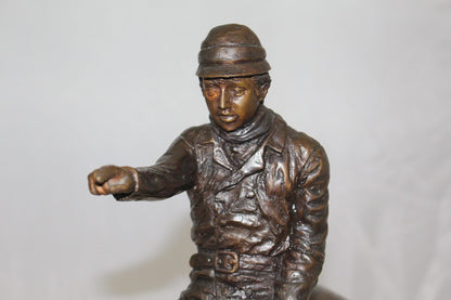 Hunter with 3 dogs Bronze Statue -  Size: 26"L x 8"W x 19"H. 