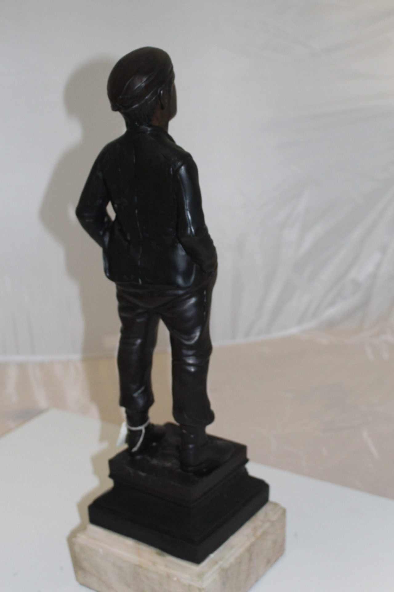 Boy standing Bronze Statue -  Size: 7.5"L x 7.5"W x 23.5"H. 