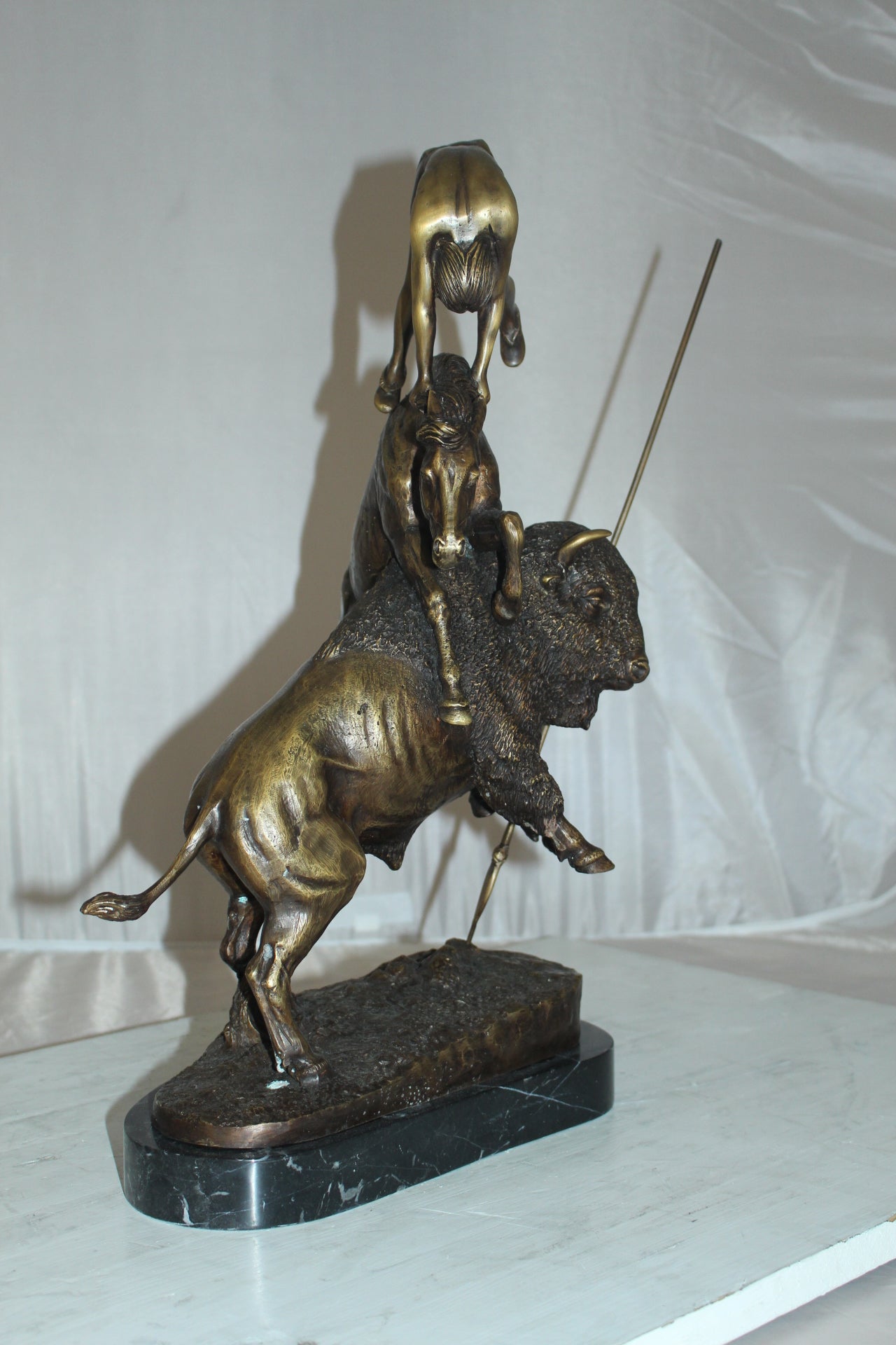 Buffalo Horse by Remington Bronze Statue -  Size: 14"L x 6"W x 20"H. 