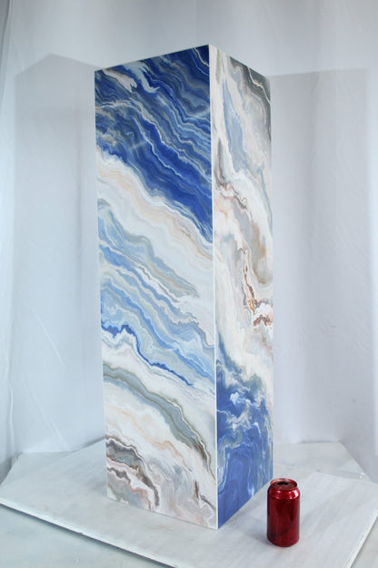 Elegant Blue Marble-Look Porcelain Pedestal Stand for Art Work 12" x 12" x 39"H