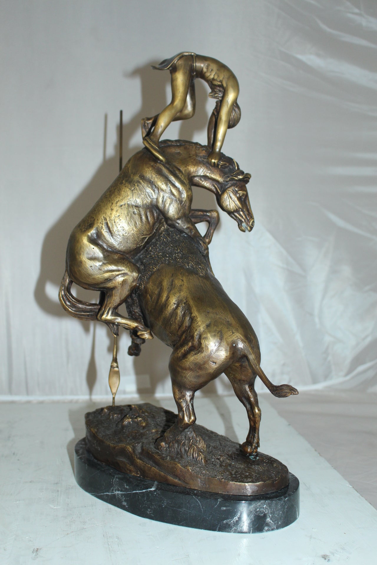 Buffalo Horse by Remington Bronze Statue -  Size: 14"L x 6"W x 20"H. 