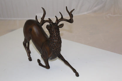 Deer Bronze Statue -  Size: 12"L x 5"W x 10.5"H. 
