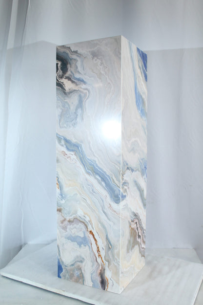Elegant Blue Marble-Look Porcelain Pedestal Stand for Art Work 12" x 12" x 39"H