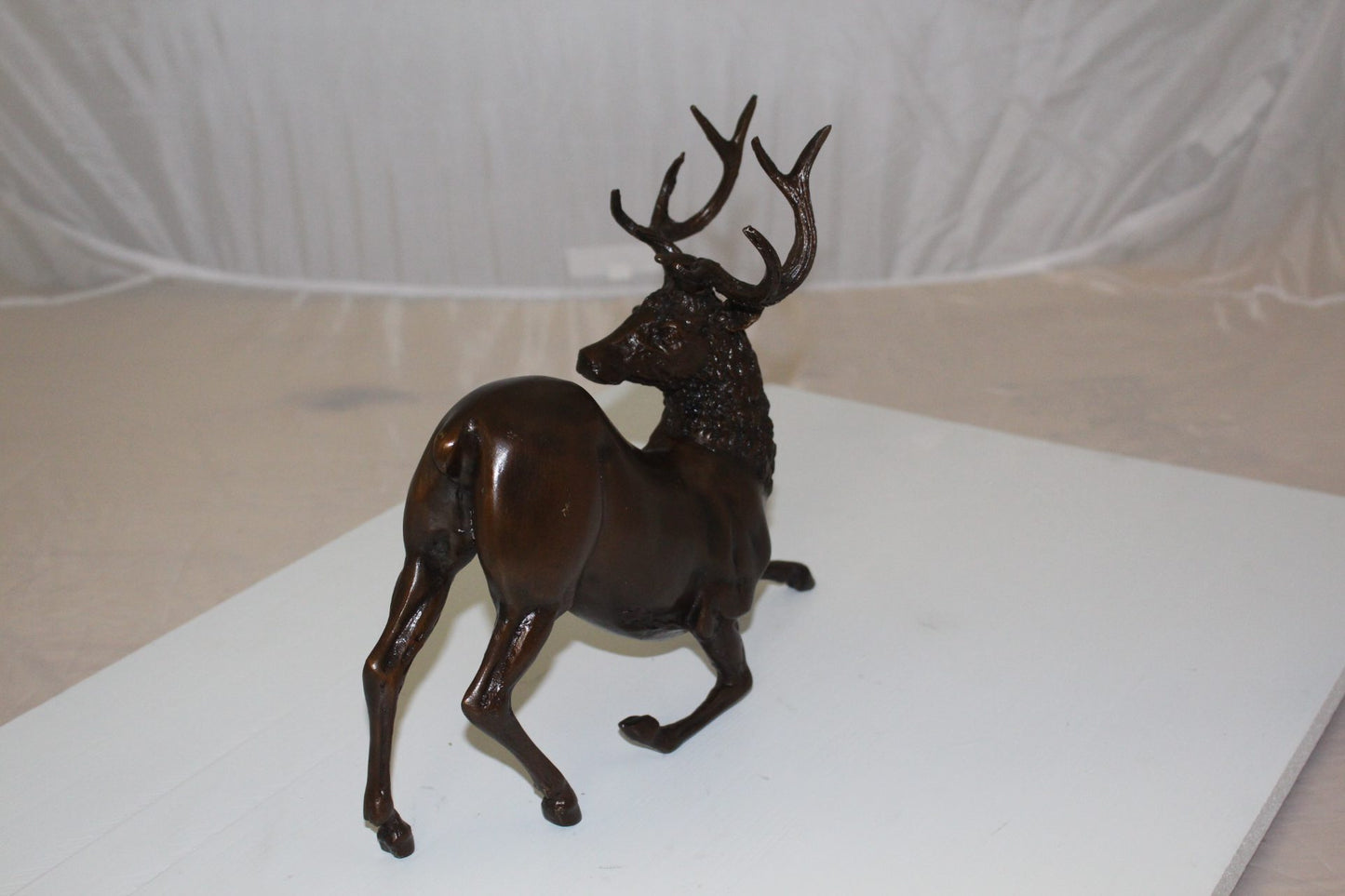 Deer Bronze Statue -  Size: 12"L x 5"W x 10.5"H. 