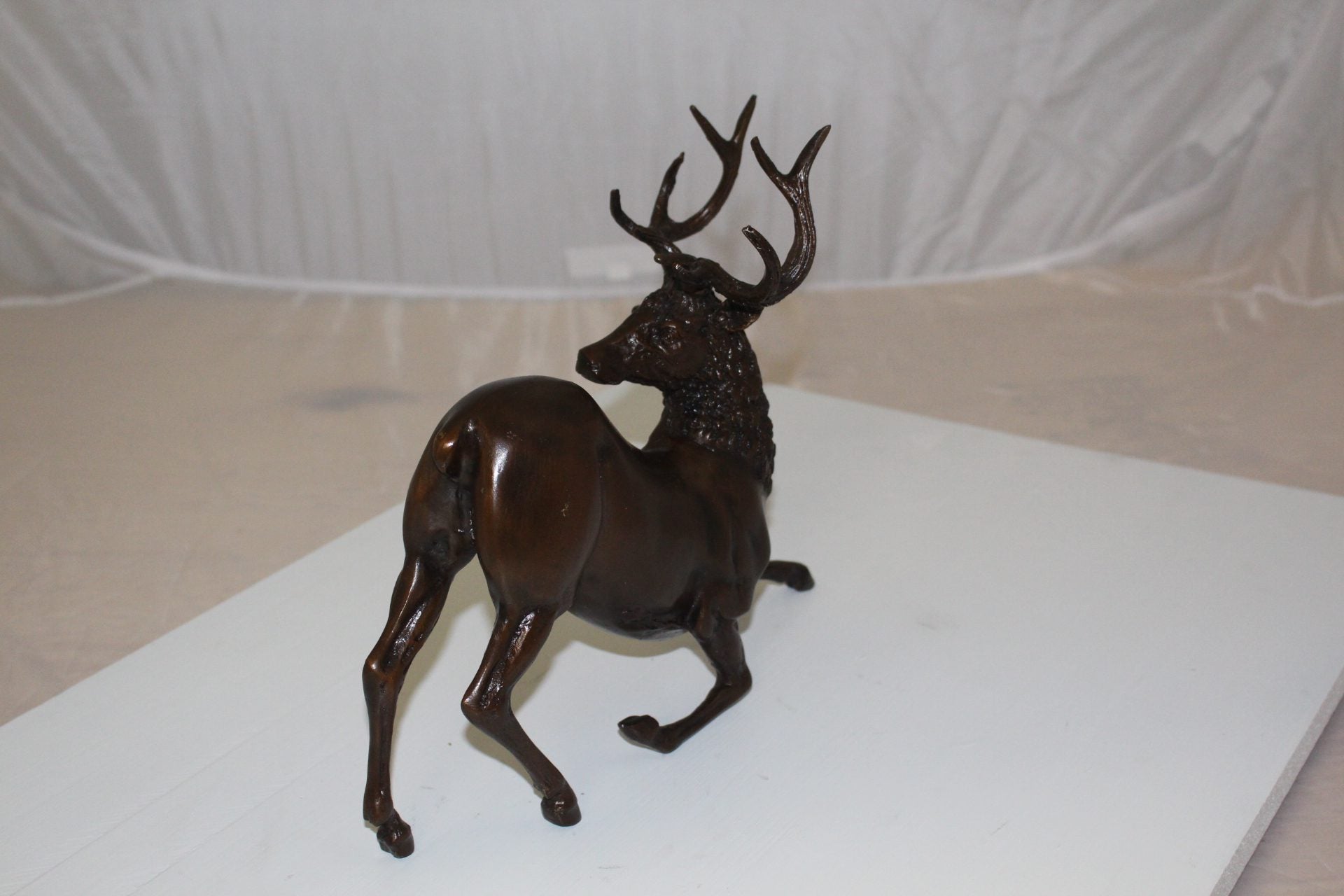 Deer Bronze Statue -  Size: 12"L x 5"W x 10.5"H. 