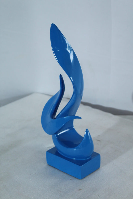 Blue Flame Abstract Resin Sculpture Home Decor 6" x 3" x 12"H