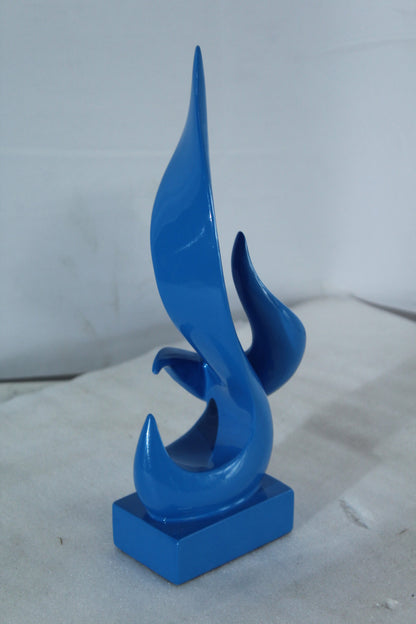 Blue Flame Abstract Resin Sculpture Home Decor 6" x 3" x 12"H