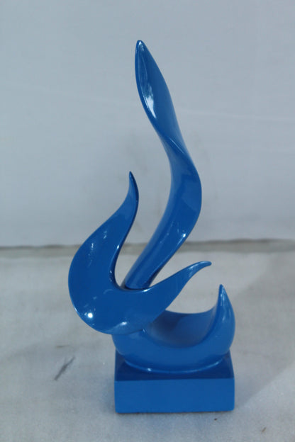Blue Flame Abstract Resin Sculpture Home Decor 6" x 3" x 12"H
