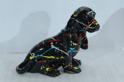 Colorful Resin Basset Hound Dog Sculpture Decor 16" x 8" x 13"H