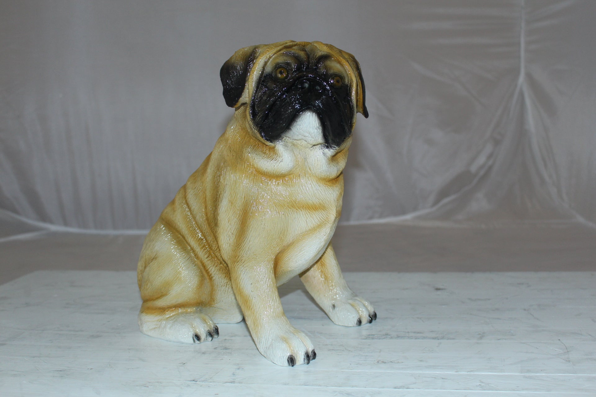 Pug Dog Bronze Statue -  Size: 12"L x 6"W x 11"H. 