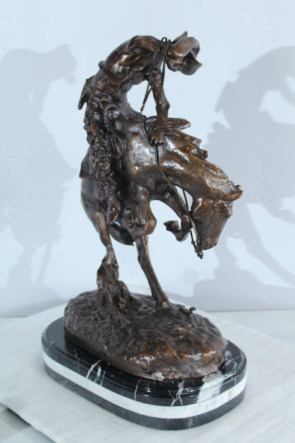 Nifao Bronze Rattlesnake Statue - Frederic Remington Replica Cowboy & Horse Sculpture, Lost Wax Casting on Marble Base,Large Indoor/Outdoor Art for Collectors & Rustic Decor15 x 9" x 25"H